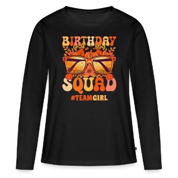 Anniversaire Groupe Fête Anniversaire Femme - T-shirt manches longues Premium bio Femme - noir - Devant - Julia (174cm)