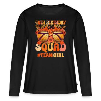 Anniversaire Femme 40 Ans Groupe Célébrer 40 Ans - T-shirt manches longues Premium bio Femme - noir - Devant - Julia (174cm)