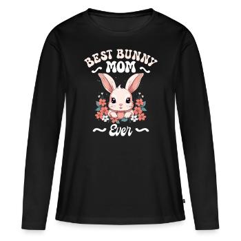 Beste Mama Hase Mutter Haustier Hase - Frauen Premium Bio Langarmshirt - Schwarz - Vorne - Julia (174cm)