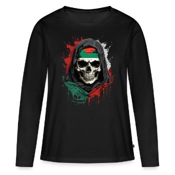 Palestine Pride: Skull and Flag - Women's Premium Organic Long Sleeve Shirt - black - Front - Julia (174cm)