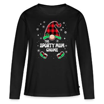 Noël En Famille Gnome Maman Sportive - T-shirt manches longues Premium bio Femme - noir - Devant - Julia (174cm)