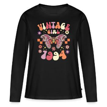 Vintage Année 1994 Fête Anniversaire Femme 30 Ans - T-shirt manches longues Premium bio Femme - noir - Devant - Julia (174cm)