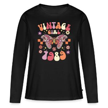 Jahrgang 1989 Geburtstagsfeier Frau 35 Jahre - Frauen Premium Bio Langarmshirt - Schwarz - Vorne - Julia (174cm)