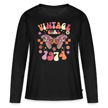 Jahrgang 1974 Geburtstagsfeier Frau 50 Jahre - Frauen Premium Bio Langarmshirt - Schwarz - Vorne - Julia (174cm)
