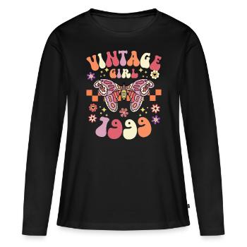 Jahrgang 1999 Geburtstagsfeier Frau 25 Jahre - Frauen Premium Bio Langarmshirt - Schwarz - Vorne - Julia (174cm)
