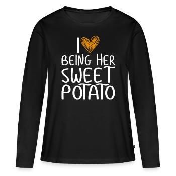 J'aime Être Sa Patate Douce Couple Thanksgiving - T-shirt manches longues Premium bio Femme - noir - Devant - Julia (174cm)