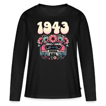 Cassette Year 1943 Birthday Woman 80 Years - Women's Premium Organic Long Sleeve Shirt - black - Front - Julia (174cm)