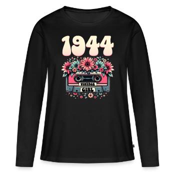 Cassette Year 1944 Birthday Woman 80 Years - Women's Premium Organic Long Sleeve Shirt - black - Front - Julia (174cm)