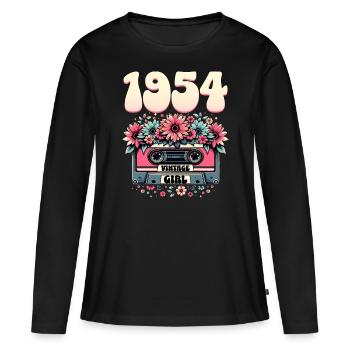 Cassette Year 1954 Birthday Woman 70 Years - Women's Premium Organic Long Sleeve Shirt - black - Front - Julia (174cm)