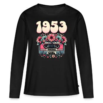 Cassette Year 1953 Birthday Woman 70 Years - Women's Premium Organic Long Sleeve Shirt - black - Front - Julia (174cm)