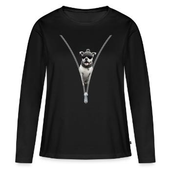 Blickfang für die Party - Frauen Premium Bio Langarmshirt - Schwarz - Vorne - Julia (174cm)