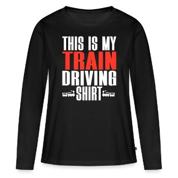 Conducteur De Train Machiniste Cheminot - T-shirt manches longues Premium bio Femme - noir - Devant - Julia (174cm)