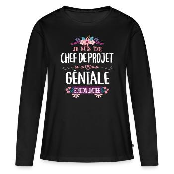 Édition Limitée Chef De Projet Géniale - T-shirt manches longues Premium bio Femme - noir - Devant - Julia (174cm)