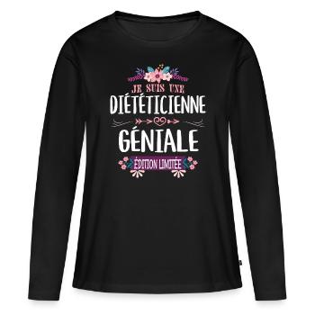 Édition Limitée Diététicienne Géniale - T-shirt manches longues Premium bio Femme - noir - Devant - Julia (174cm)