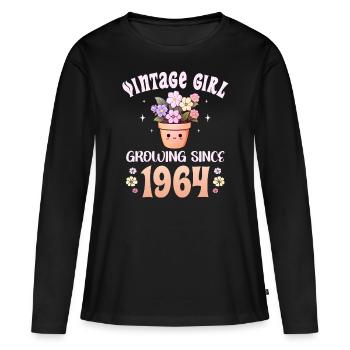 Vintage Year 1964 Birthday Woman 60 Years - Women's Premium Organic Long Sleeve Shirt - black - Front - Julia (174cm)