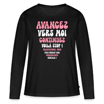 Humour Super Cadeau Pour Enseignante - T-shirt manches longues Premium bio Femme - noir - Devant - Julia (174cm)