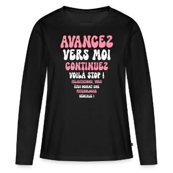 Humour Super Cadeau Pour Psychologue - T-shirt manches longues Premium bio Femme - noir - Devant - Julia (174cm)