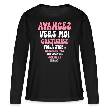 Humour Super Cadeau Pour Secrétaire - T-shirt manches longues Premium bio Femme - noir - Devant - Julia (174cm)