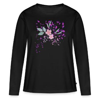 Floral - T-shirt manches longues Premium bio Femme - noir - Devant - Julia (174cm)