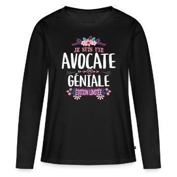 Femme Édition Limitée Avocate Géniale - T-shirt manches longues Premium bio Femme - noir - Devant - Julia (174cm)