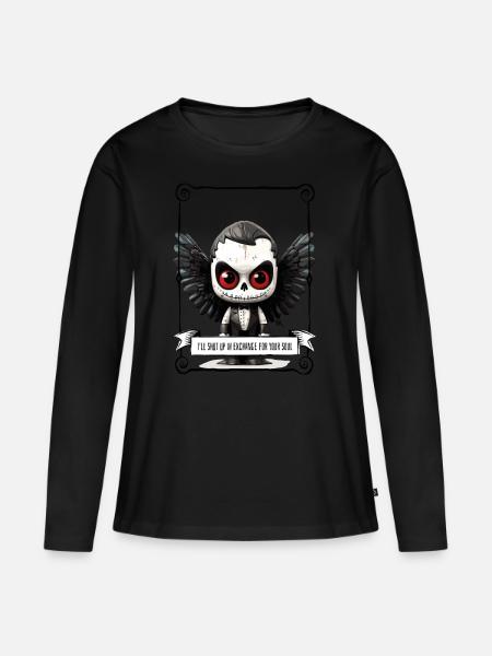 Angel - Skull - Frauen Premium Bio Langarmshirt - Schwarz