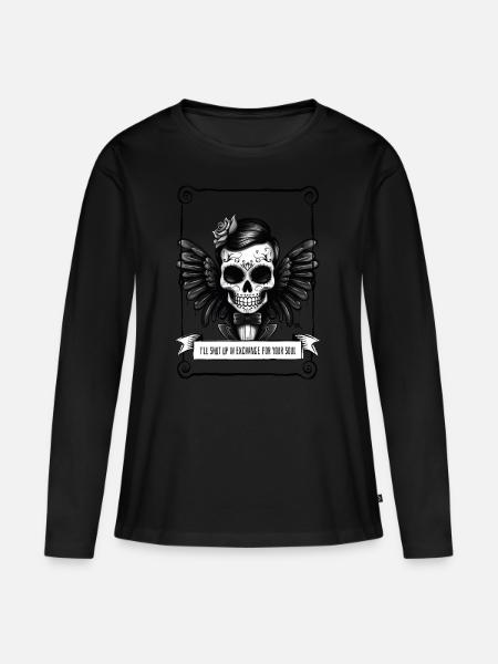 Angel - Skull - Frauen Premium Bio Langarmshirt - Schwarz