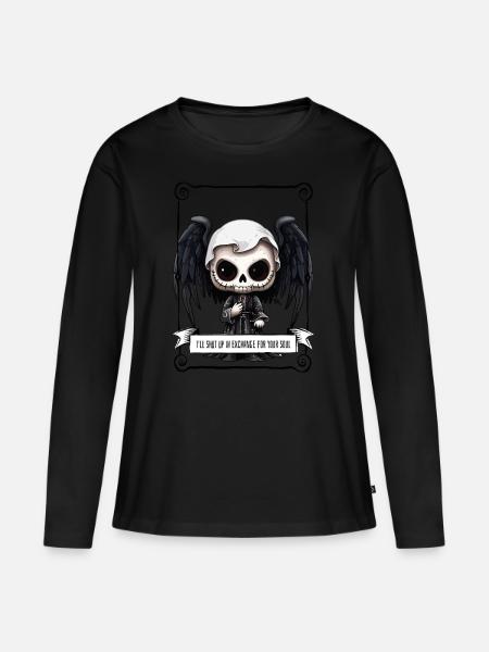 Angel - Skull - Frauen Premium Bio Langarmshirt - Schwarz