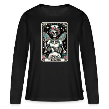 Skeleton Card Woman Nurse - Women's Premium Organic Long Sleeve Shirt - black - Front - Julia (174cm)