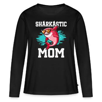 Sharkastic Mutter Hai Witz Sarkastische Mutter - Frauen Premium Bio Langarmshirt - Schwarz - Vorne - Julia (174cm)