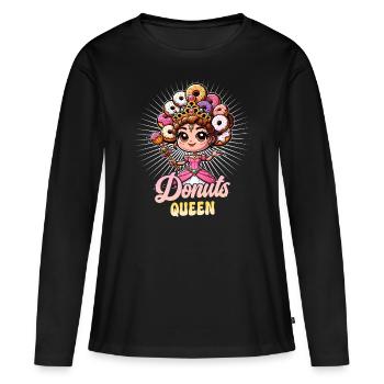 Reine Des Donuts Fille Aime Les Donuts - T-shirt manches longues Premium bio Femme - noir - Devant - Julia (174cm)