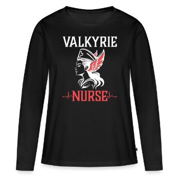 Femme Viking Infirmière Valkyrie - T-shirt manches longues Premium bio Femme - noir - Devant - Julia (174cm)