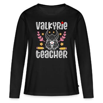 Femme Viking Enseignante Valkyrie - T-shirt manches longues Premium bio Femme - noir - Devant - Julia (174cm)