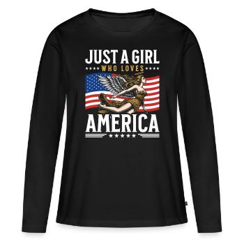 Girl America Independence 4th of July - Women's Premium Organic Long Sleeve Shirt - black - Front - Julia (174cm)