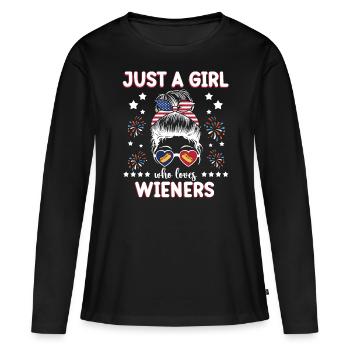 Girl America Independence 4th of July - Women's Premium Organic Long Sleeve Shirt - black - Front - Julia (174cm)