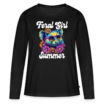 Mädchen Sommerblumen Liebt Opossums Frau - Frauen Premium Bio Langarmshirt - Schwarz - Vorne - Julia (174cm)