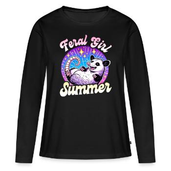 Girl Summer Loves Opossums Woman - Women's Premium Organic Long Sleeve Shirt - black - Front - Julia (174cm)