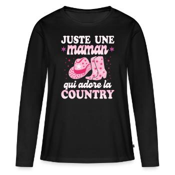 Femme Maman Danse Country Western - T-shirt manches longues Premium bio Femme - noir - Devant - Julia (174cm)