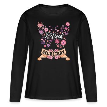 Retired Woman Secretary Retirement - Women's Premium Organic Long Sleeve Shirt - black - Front - Julia (174cm)