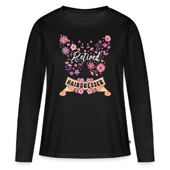 Retired Female Hairdresser Retirement - Women's Premium Organic Long Sleeve Shirt - black - Front - Julia (174cm)