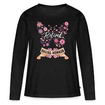Pensionierte Sozialarbeiterin im Ruhestand - Frauen Premium Bio Langarmshirt - Schwarz - Vorne - Julia (174cm)