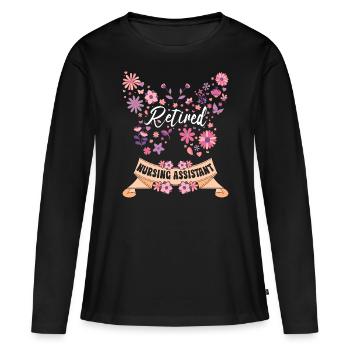 Retired Female Nursing Assistant Retirement - Women's Premium Organic Long Sleeve Shirt - black - Front - Julia (174cm)
