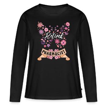 Retired Female Pharmacist Retirement - Women's Premium Organic Long Sleeve Shirt - black - Front - Julia (174cm)