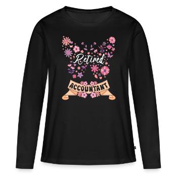 Retired Female Accountant Retirement - Women's Premium Organic Long Sleeve Shirt - black - Front - Julia (174cm)