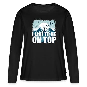 J’AIME ÊTRE AU SOMMET - T-shirt manches longues Premium bio Femme - noir - Devant - Julia (174cm)