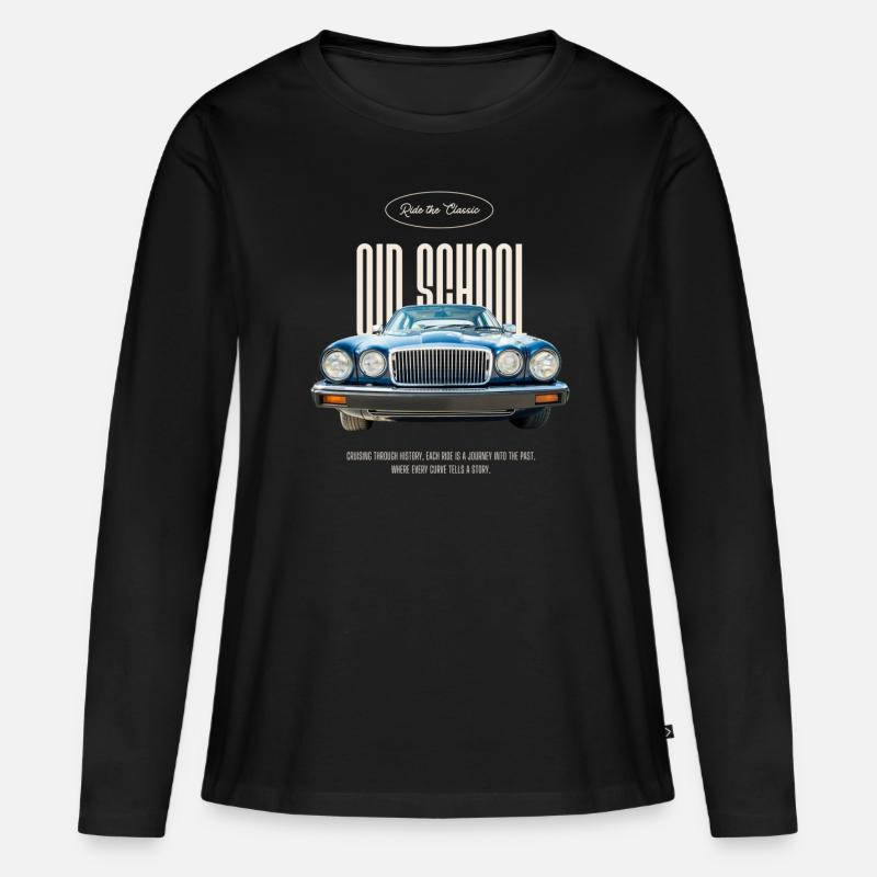 old school muscle car - Frauen Premium Bio Langarmshirt - Schwarz