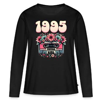 1995 Jubiläumskassette Frau 30 Jahre - Frauen Premium Bio Langarmshirt - Schwarz - Vorne - Julia (174cm)