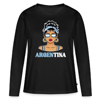 Drapeau Argentine Femme Argentine - T-shirt manches longues Premium bio Femme - noir - Devant - Julia (174cm)