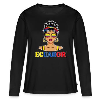 Drapeau Équateur Femme Équatorienne - T-shirt manches longues Premium bio Femme - noir - Devant - Julia (174cm)