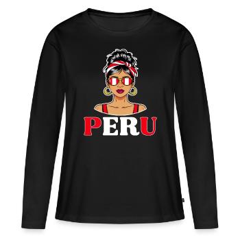 Peru Flag Peruvian Women - Women's Premium Organic Long Sleeve Shirt - black - Front - Julia (174cm)
