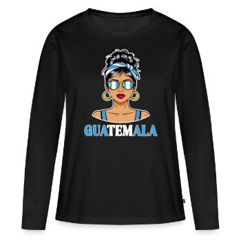 Drapeau Guatemala Femme Guatémaltèque - T-shirt manches longues Premium bio Femme - noir - Devant - Julia (174cm)